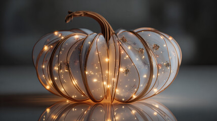 Drift pumpkin with floating segments and soft beam lights on white