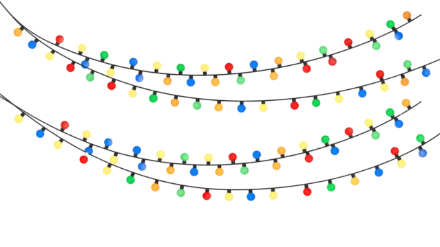 Festive string lights with colourful bulbs vector illustration for holiday decorations isolated on white background