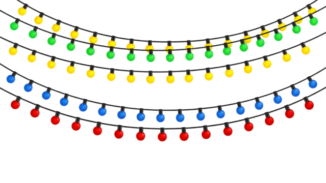 Colorful string lights vector illustration festive garland with yellow green blue and red bulbs perfect for party decorations and holiday designs