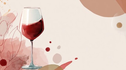 Creative Wine-Inspired Design Featuring a Glass of Red Wine Against an Artistic Gradient Background