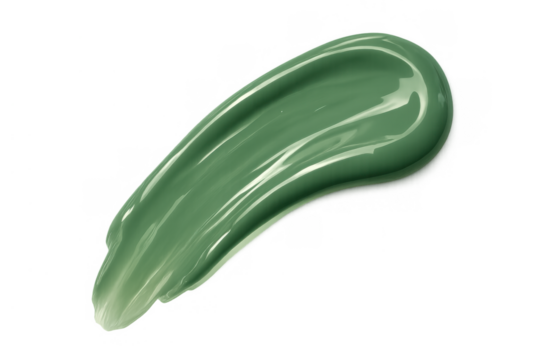 Green cosmetic cream swatch creating a rich, smooth texture, perfect for skincare product display on transparent background