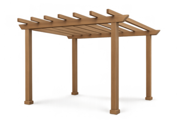 Wooden garden pergola providing outdoor shade and design element, architectural structure on transparent background