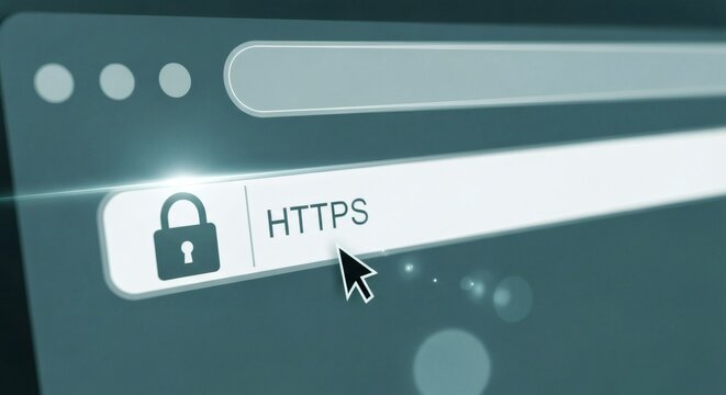 Secure Online Connection Illustrative HTTPS Address Bar with Lock Icon for Website Safety