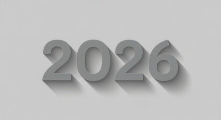 2026 gray numbers with shadow isolated on white background representing the year two thousand twenty-six