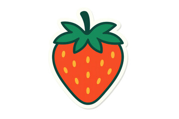 Cute strawberry sticker illustration conveying healthy eating, natural freshness, and vibrant taste on a transparent background