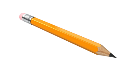 Simple graphic of a yellow pencil with a pink eraser on black