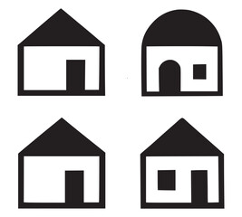 Minimalist Black and White Shelter Icons Isometric Architecture Vector Bundle Simple Modern Isometric House Clipart Pack