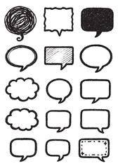 Hand-drawn Sketchy Speech and Thought Bubbles Collection Retro Comic Dialogue Bubbles Graphic Set Speech Bubble Icons for Chat & Messaging Design