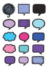 Colorful Hand-Drawn Speech and Thought Bubbles Collection Hand-Drawn Speech Bubble Illustrations Pack Cartoon Speech and Thought Bubbles Bundle