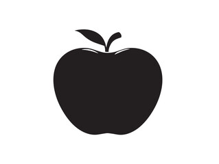 Apple silhouette icon vector illustration solid black white background healthy