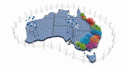 Australia's Renewable Energy Future A Vision of Sustainable Power Generation Across the Continent with Solar Panels and Wind Turbines