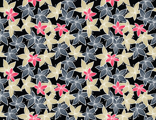 Japanese Overlap Star Flower Vector Seamless Pattern