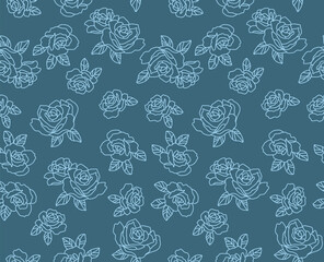Japanese Rose Leaf Motif Vector Seamless Pattern