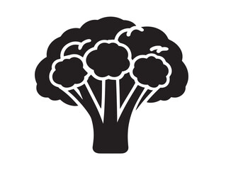 Broccoli icon vector illustration solid black white background healthy