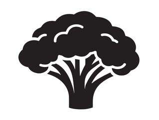 Broccoli icon vector illustration solid black white background green