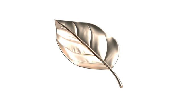 A single metallic leaf, rendered in a 3D style