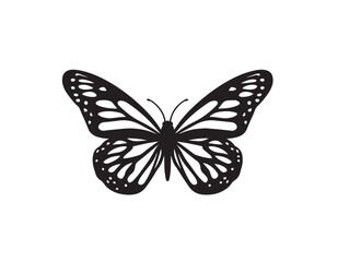 Butterfly icon vector illustration solid black white background nature