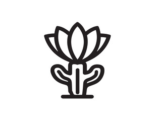 Cactus flower icon vector illustration solid black white background bloom