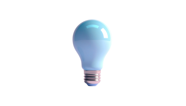 Lightbulb with cool color, illuminated on black