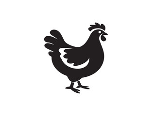 Chicken icon vector illustration solid black white background design element