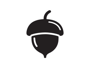 Acorn icon vector illustration solid black on white background oak seed