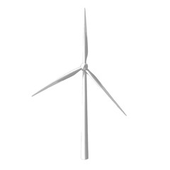 Gray Wind Turbine With Three Blades On White Background In Studio Lighting