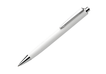 Classic white ballpoint pen isolated on transparent background