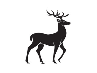 Deer icon vector illustration solid black white background wildlife graphic