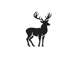 Obraz premium Deer icon vector illustration solid black white background wildlife symbol
