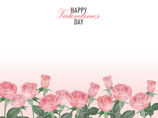 Pink roses Valentine's Day background with blank space 4X3