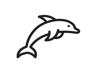 Obraz premium Dolphin icon vector illustration solid black white background ocean element