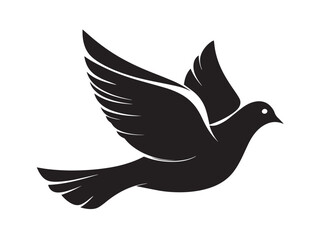 Dove icon vector illustration solid black white background peace design