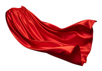 Flowing red silk fabric draped and waving isolated on transparent background