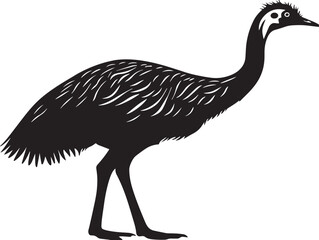 Emu icon vector illustration solid black white background bird design