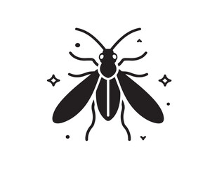 Firefly icon vector illustration solid black white background insect graphic