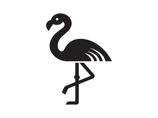 Flamingo icon vector illustration solid black white background bird element