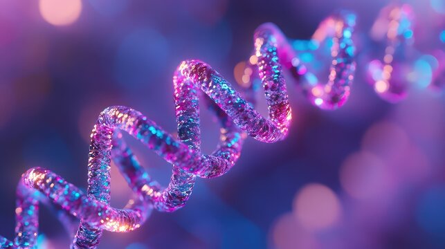 Glowing dna helix structure representing science and futurism - Powered by Adobe