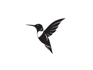 Hummingbird icon vector illustration solid black on white background design