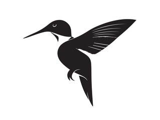 Hummingbird icon vector illustration solid black on a white background