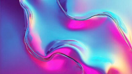 Vibrant iridescent fluid flowing liquid colorful abstract background