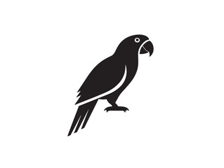 Parrot icon vector illustration solid black white background tropical bird