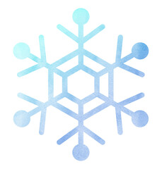 雪の結晶の手描きアイコンイラストセット 水彩 グラデーション