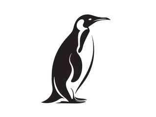 Penguin icon vector illustration solid black white background winter wildlife