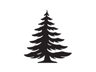 Pine tree icon vector illustration solid black white background evergreen symbol