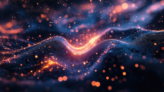 Digital particle wave forming abstract technology background