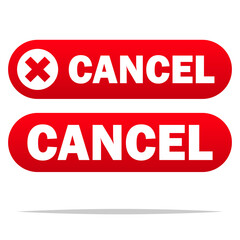 Red cancel button vector isolated illustration