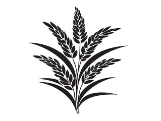 Rice plant icon vector illustration solid black white background grain
