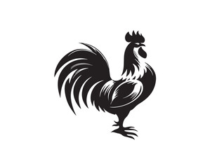 Rooster icon vector illustration solid black white background barnyard bird