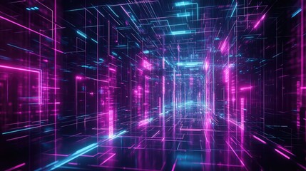 Digital data flowing cyberspace network tunnel