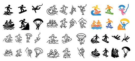 Fototapeta premium Diverse sports pictograms set in black and color